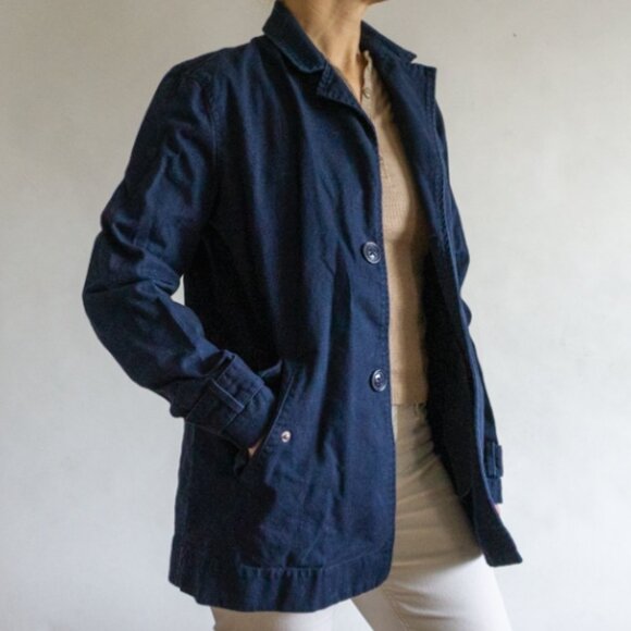 Green Coast Blue Trench Jacket Size S - Picture 1 of 7